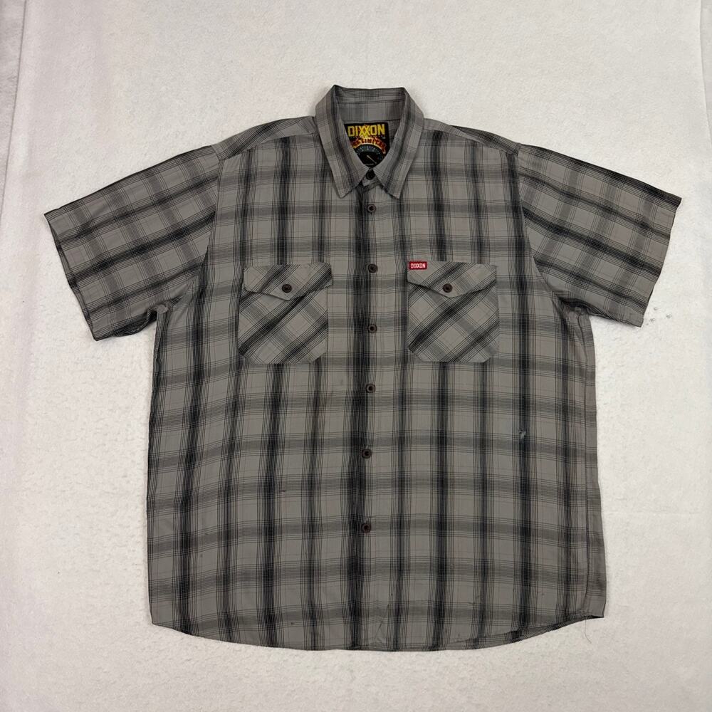Dixxon The Limiter Shirt Men's 2X Gray Plaid Bamboo Short Sleeve Button Up